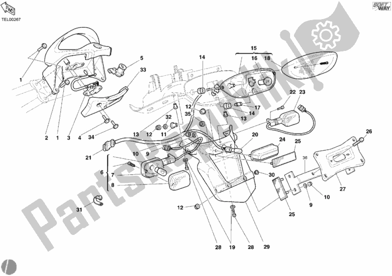 Tutte le parti per il Fanale Posteriore del Ducati Sport ST4 S ABS 996 2004